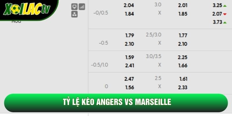 Tỷ lệ kèo Angers vs Marseille Tỷ lệ kèo Angers vs Marseille